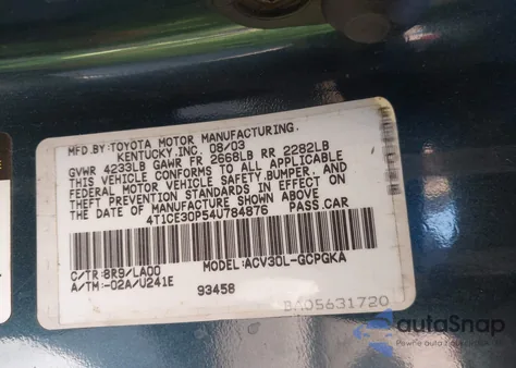 2004 Toyota Camry Solara Sle z USA, uszkodzony, nr VIN 4T1CE30P54U784876